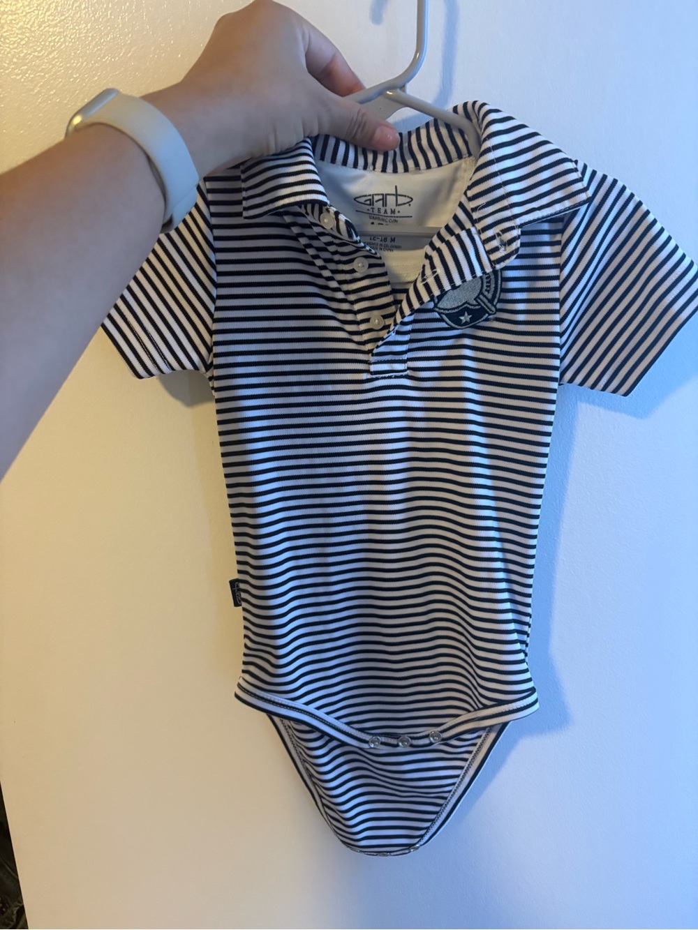 Striped Polo One-Piece Bodysuit in Navy/White - Kids